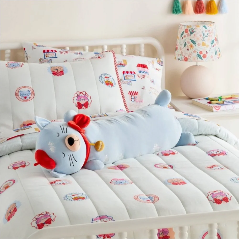 🩵Cat Kids' Long Weighted Plush Throw Pillow Pink - Pillowfort